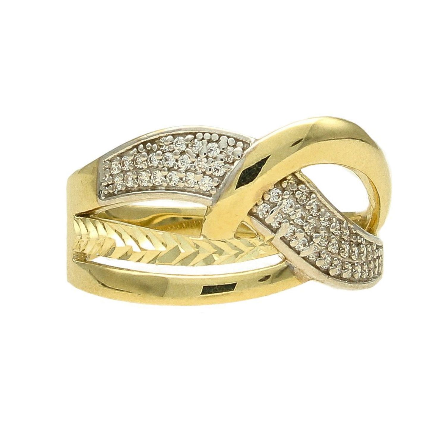 Złoty pierścionek szeroki przeplatany z cyrkonią PI 4497 (1).jpg